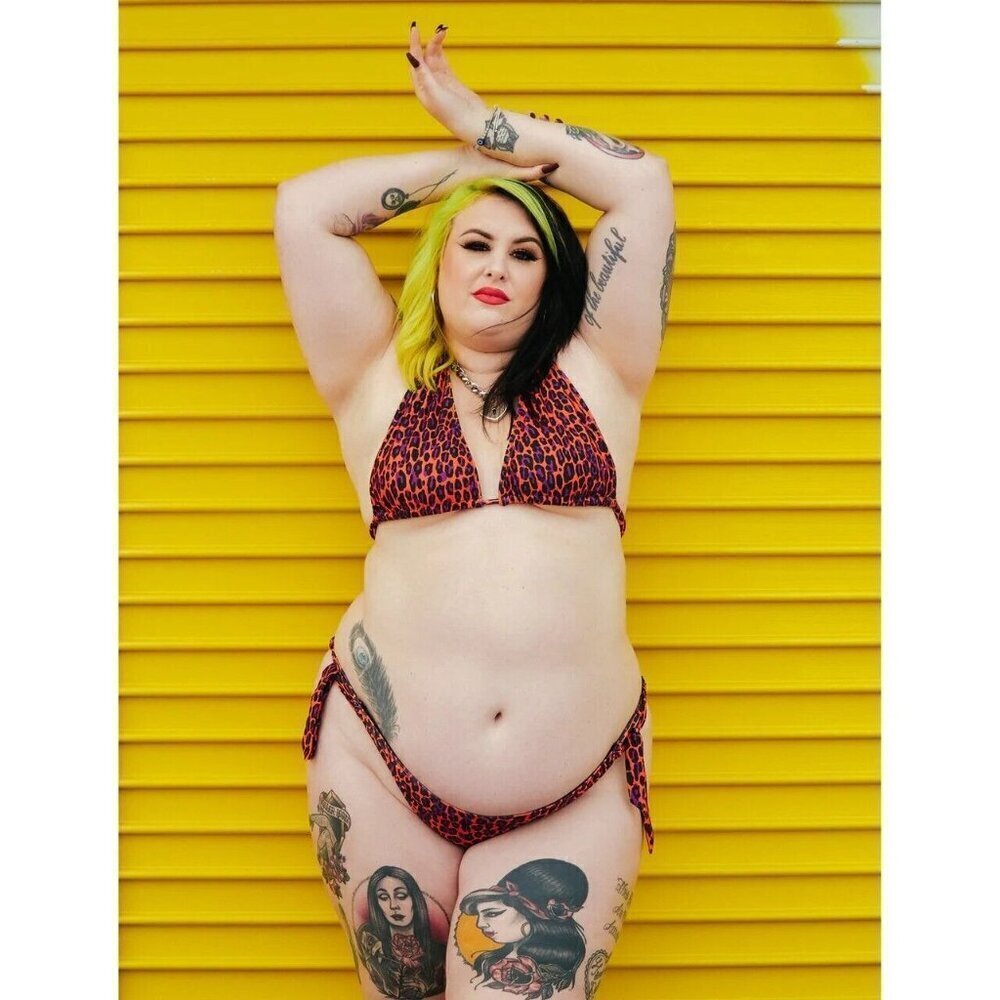Sourpuss 3XL Leopard Print Neon String Bikini Alternative Womens Swimwear Swim